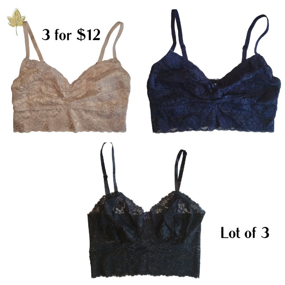 Bralette Lot of 3 | Xhilaration | Medium | Black, Navy, & Nude | Bundle
